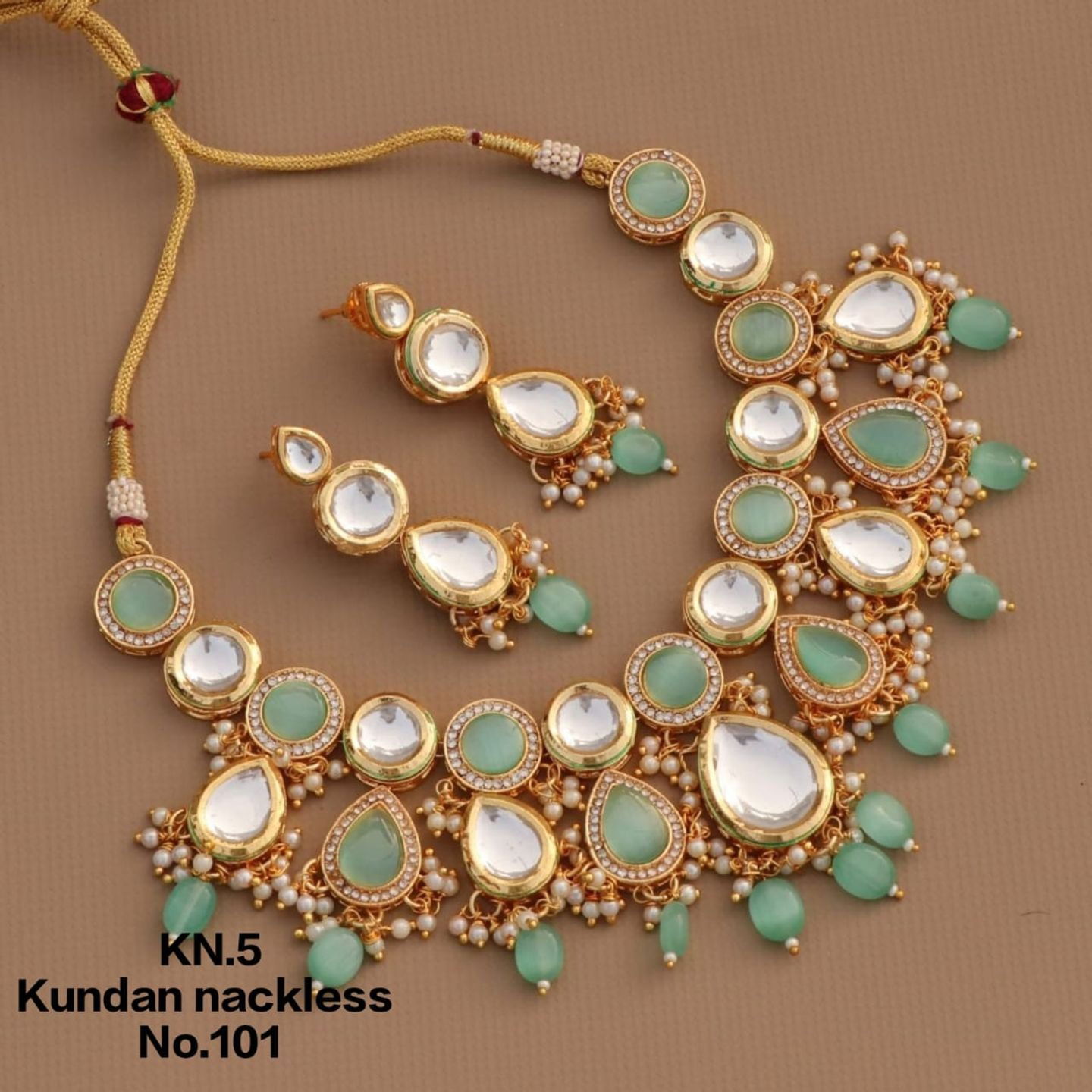 KN5 Kundan Necklace Set Bridal Jewellery Wholesale Price In Surat
